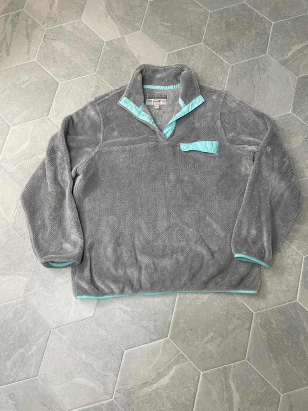 Jachs NY Cabin Sherpa Fleece Pullover – Women’s XL – Heather Gray & Mint
